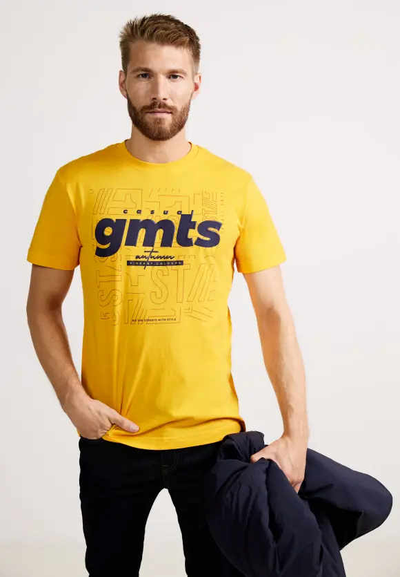 T-Shirt mit Frontprint - sunset yellow