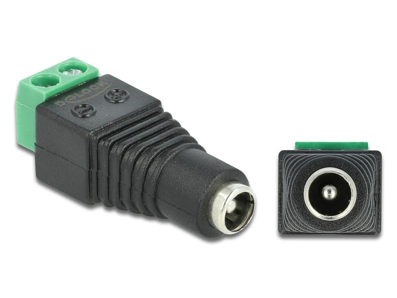 Delock Hohlstecker DC 5.5 x 2.1 mm Buchse > Terminalblock 2 Delock Adapter DC 5.5 x 2.1 mm Buchse > Terminalblock 2 Pin