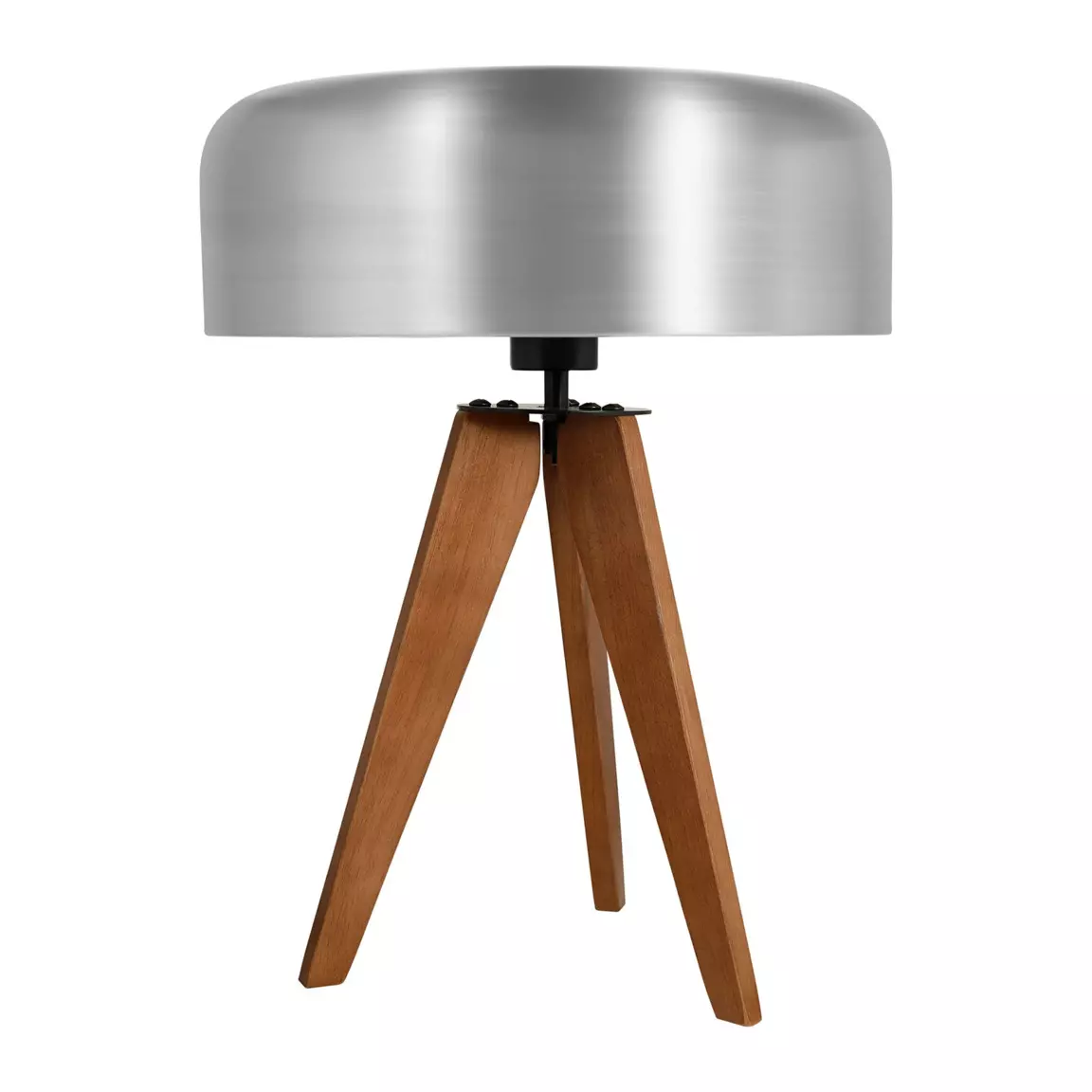 Lampe sur trépied bois et métal (H35 cm) Laps Argent