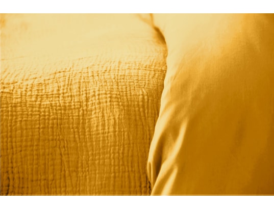 COTE DECO - Ensemble couette + 2 oreillers Parure de lit - double gaze de coton - 240 x 260 cm - or