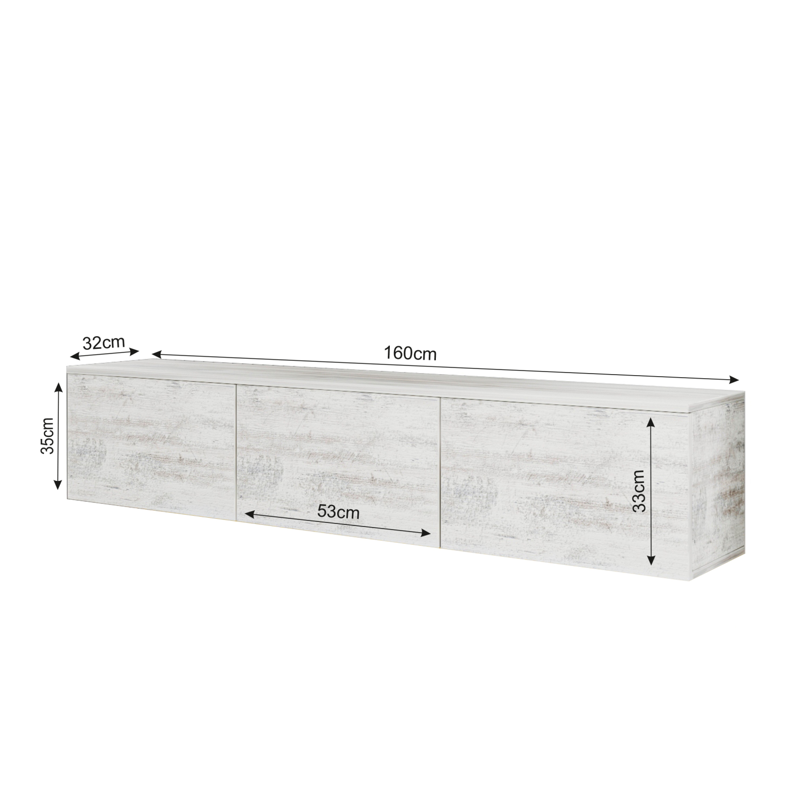 TV-Lowboard - weiß-grau - mit LED-Beleuchtung
