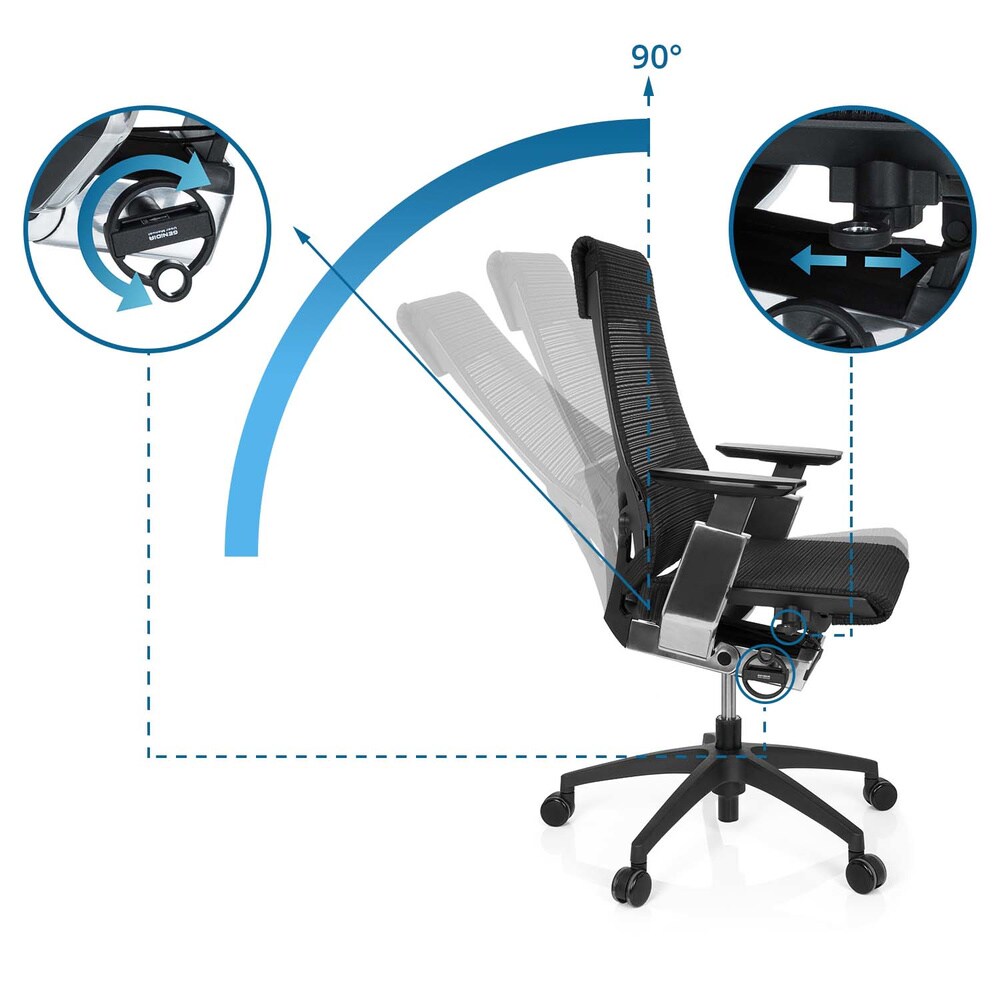 Profi Bürostuhl GENIDIA SMART BLACK CM Netzstoff mit Armlehnen hjh OFFICE