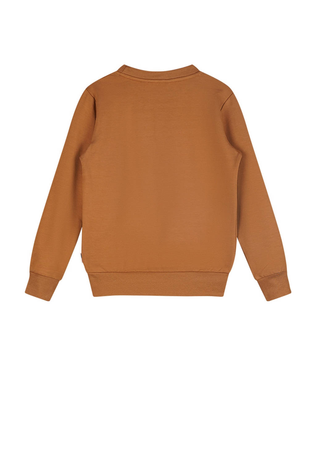 Moodstreet gebreide sweater Sev met printopdruk karamelbruin