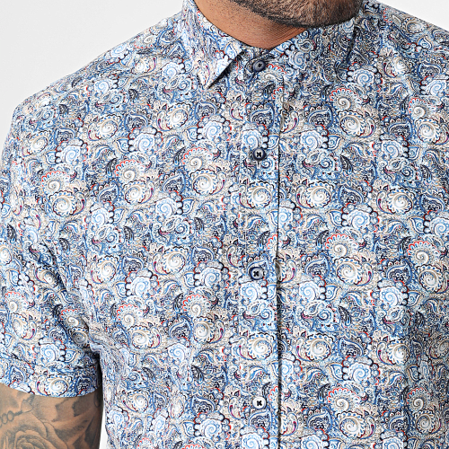 Chemise Manches Courtes Bleu Clair Bandana