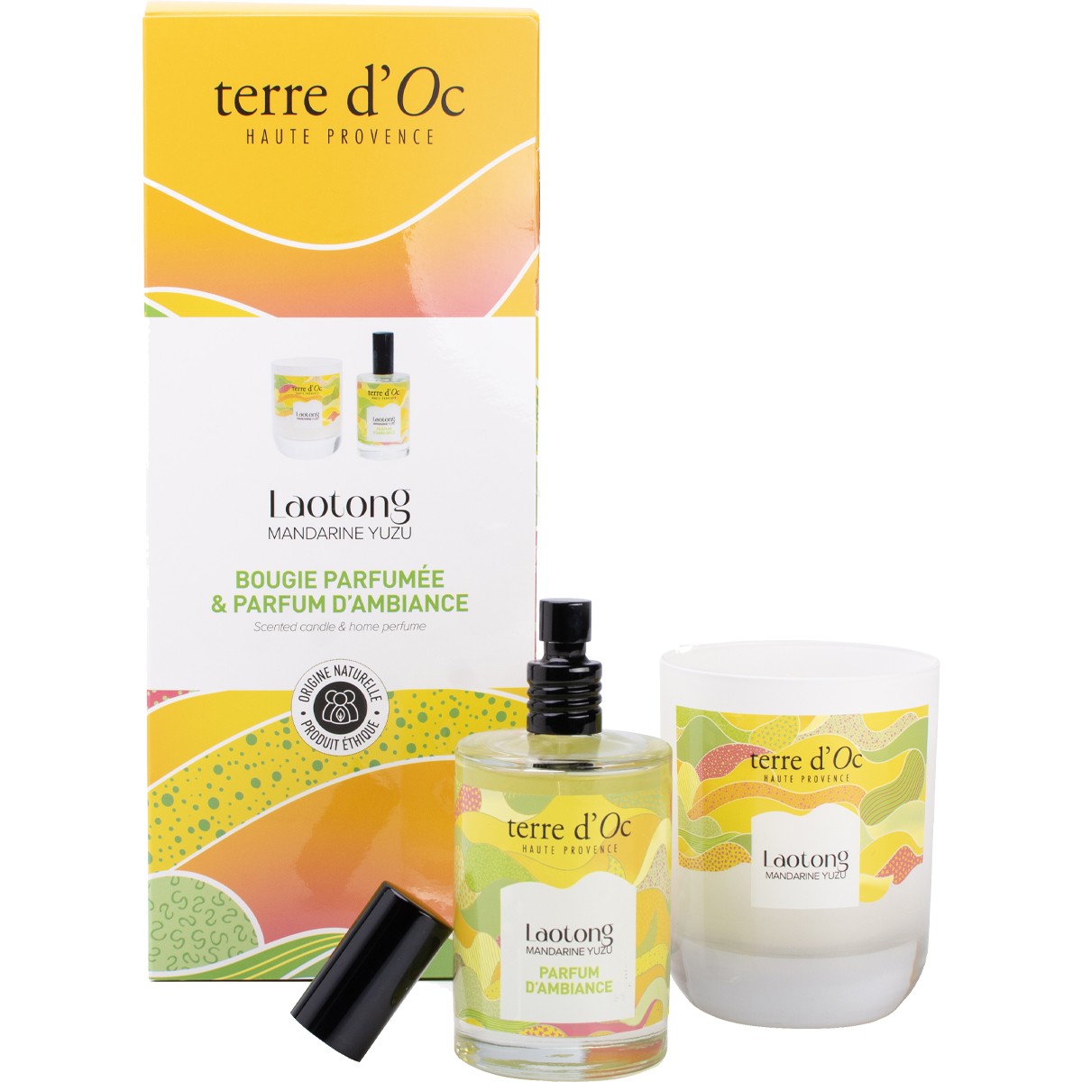 Coffret bougie parfumée & parfum d'ambiance - Mandarine & yuzu - 2 produits