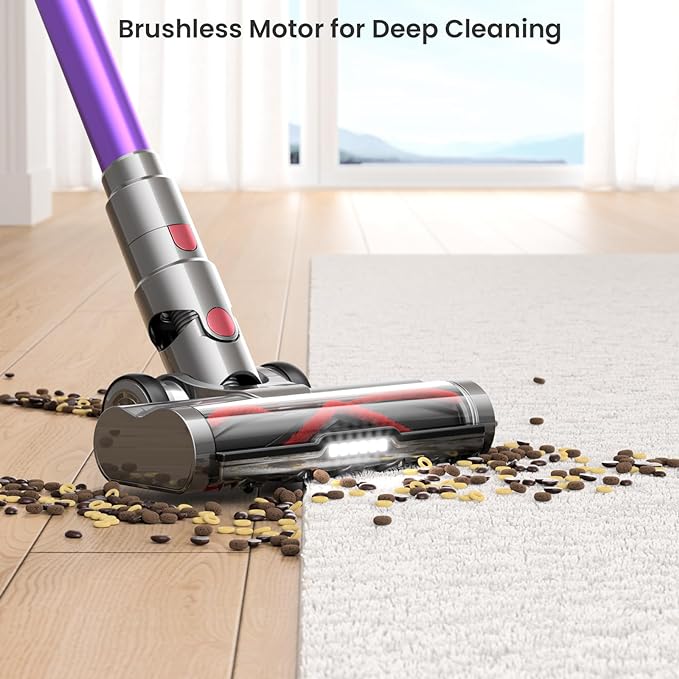 Cordless Vacuum Cleaner, 500W/40Kpa Vacuum Cleaners for Home with LED Screen, Up to 60 Mins Runtime, Noise Reduction Tech, 1.6L Dust Cup, Anti-Tangle Stick Vacuum for Pet Hair Carpet and Hardfloor