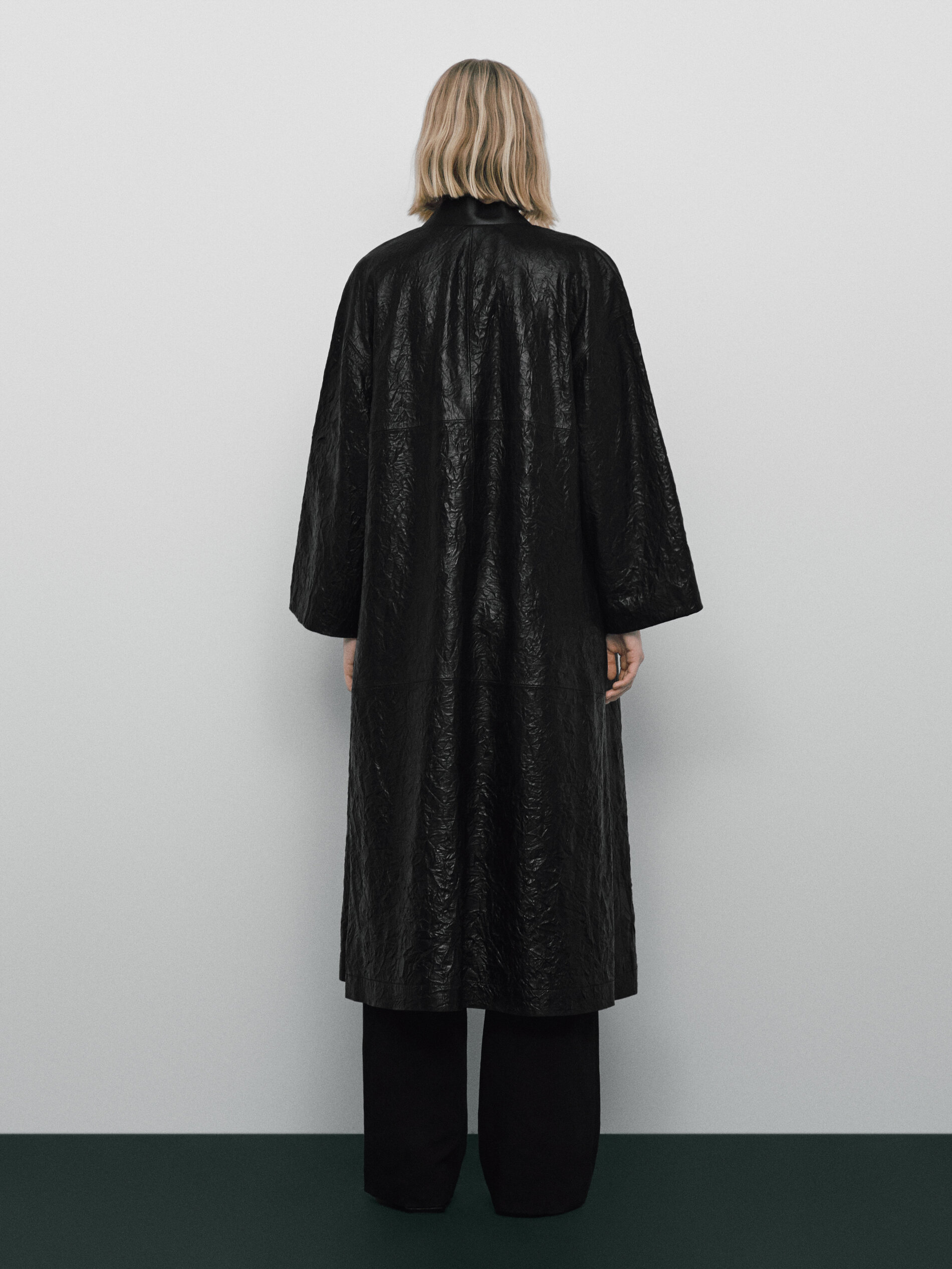 Kimono piel napa craquelada Edição limitada - NEGRO