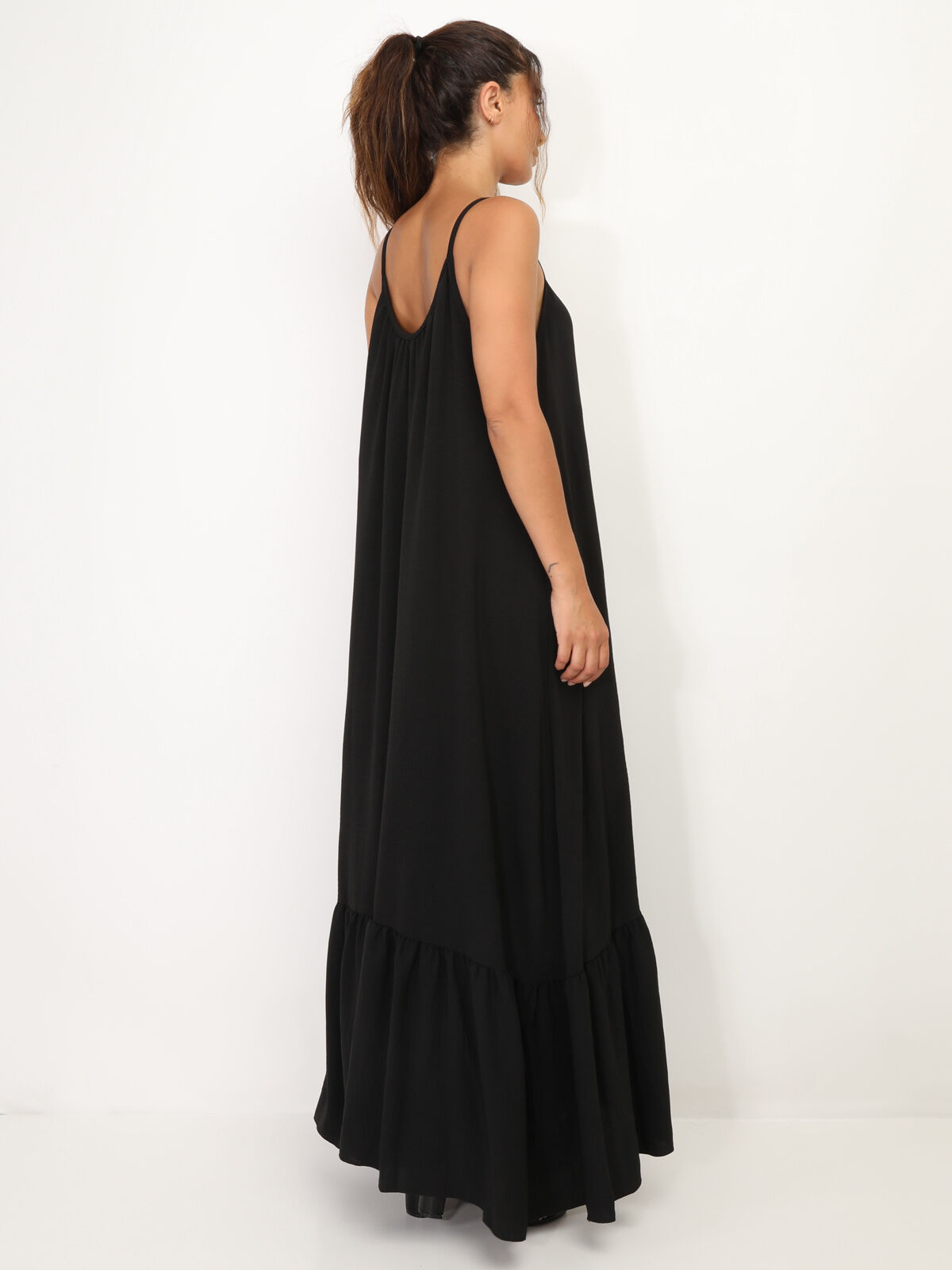 Robe fluide à bas évasé et volonté- Noir