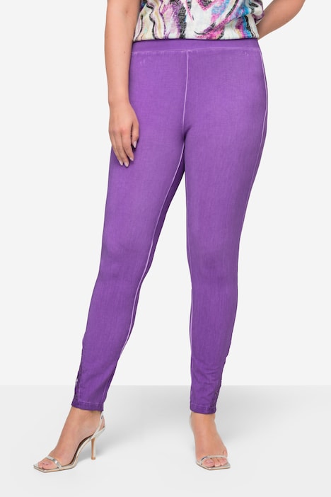 Leggings, Tight Fit, cold dyed, Spitze am Saum