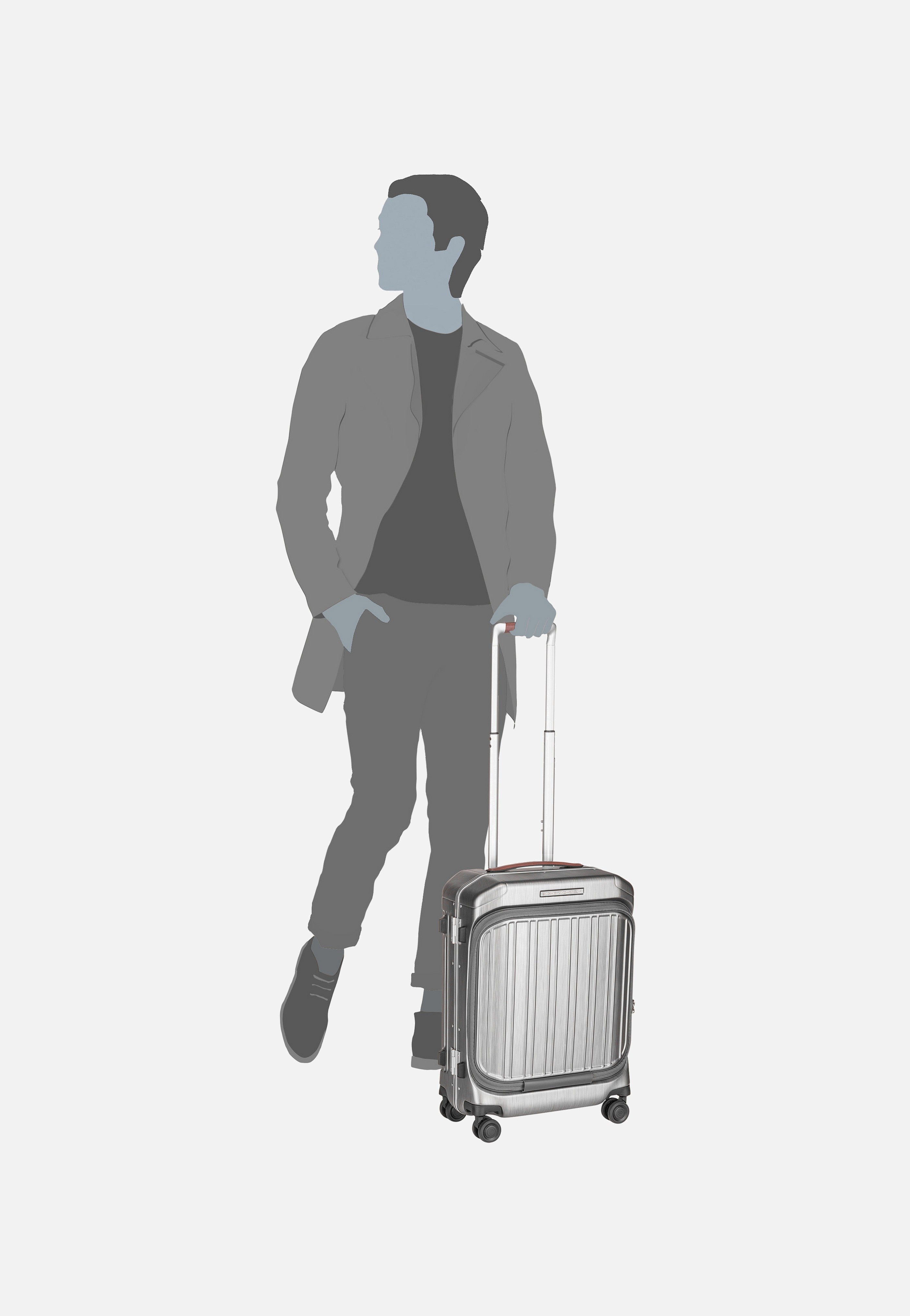 PQ-LM Cabin Spinner 4426 with Front Pocket Nero-Cuoio - Koffer