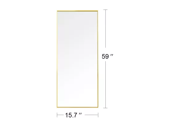 Miroir pleine longueur 150 x 40 cm, sur pied, suspendu ou appuyé, grand miroir de sol avec cadre en alliage d'aluminium doré pour salon ou chambre à coucher, rectangulaire
