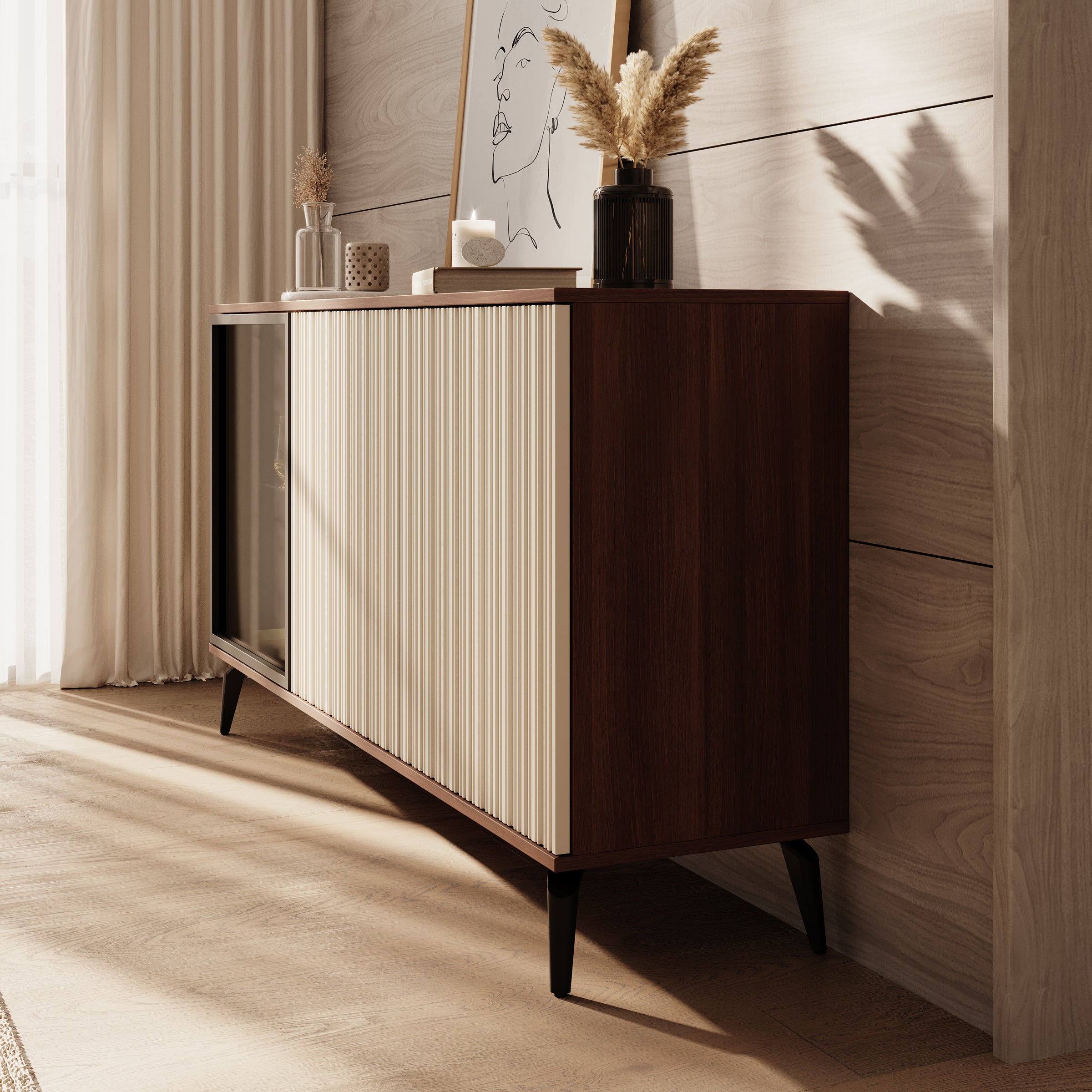 Riverhead - Dressoir - Beige/Eiken - 154x39x80 cm