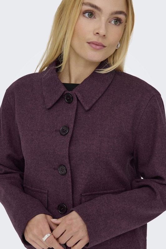 JDY - Tussenjas - Gemeleerd - Polyester - Puntkraag - Lange Mouwen