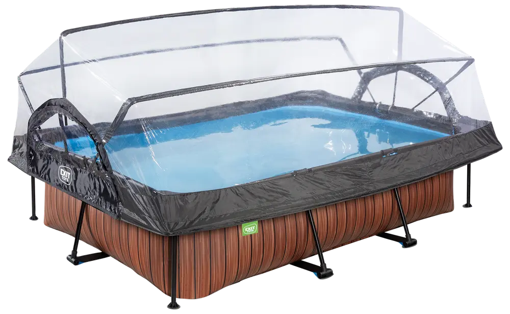 EXIT TOYS Pool 300x200 cm med pumpe og skærm - brun