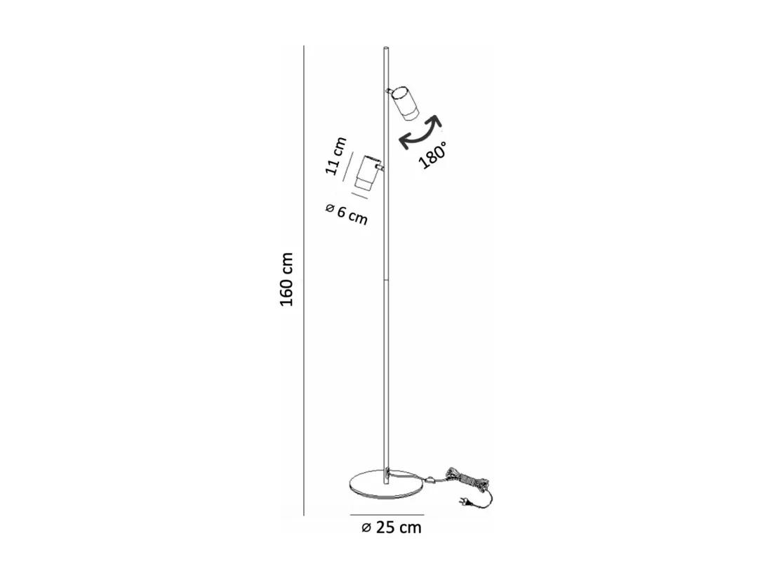 Lampadaire design noir double spots orientables - Elya