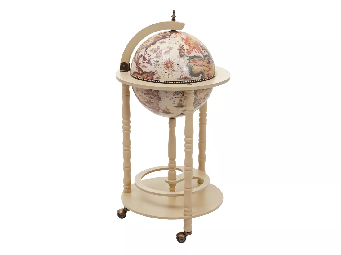 Bar de salon Globe MCW-D83 roulant, blanc