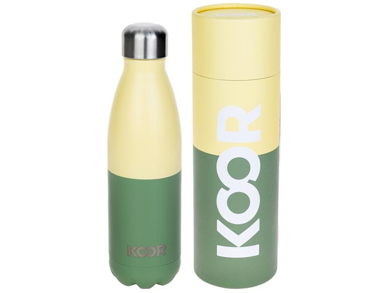KOOR Trinkflasche Giallo / Oliva 500 ml Thermosflasche aus Edelstahl