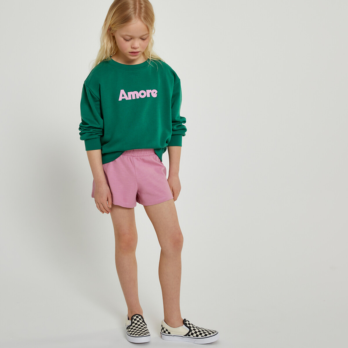 COLEÇÕES LA REDOUTE<br>Suéter de gola redonda Ferret em fleece, com a estampa Amore