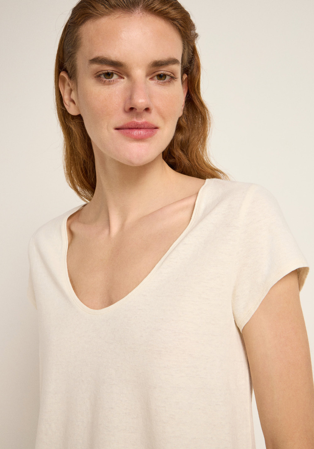 Lanius Shirt mit tiefem Ausschnitt Natural Undyed