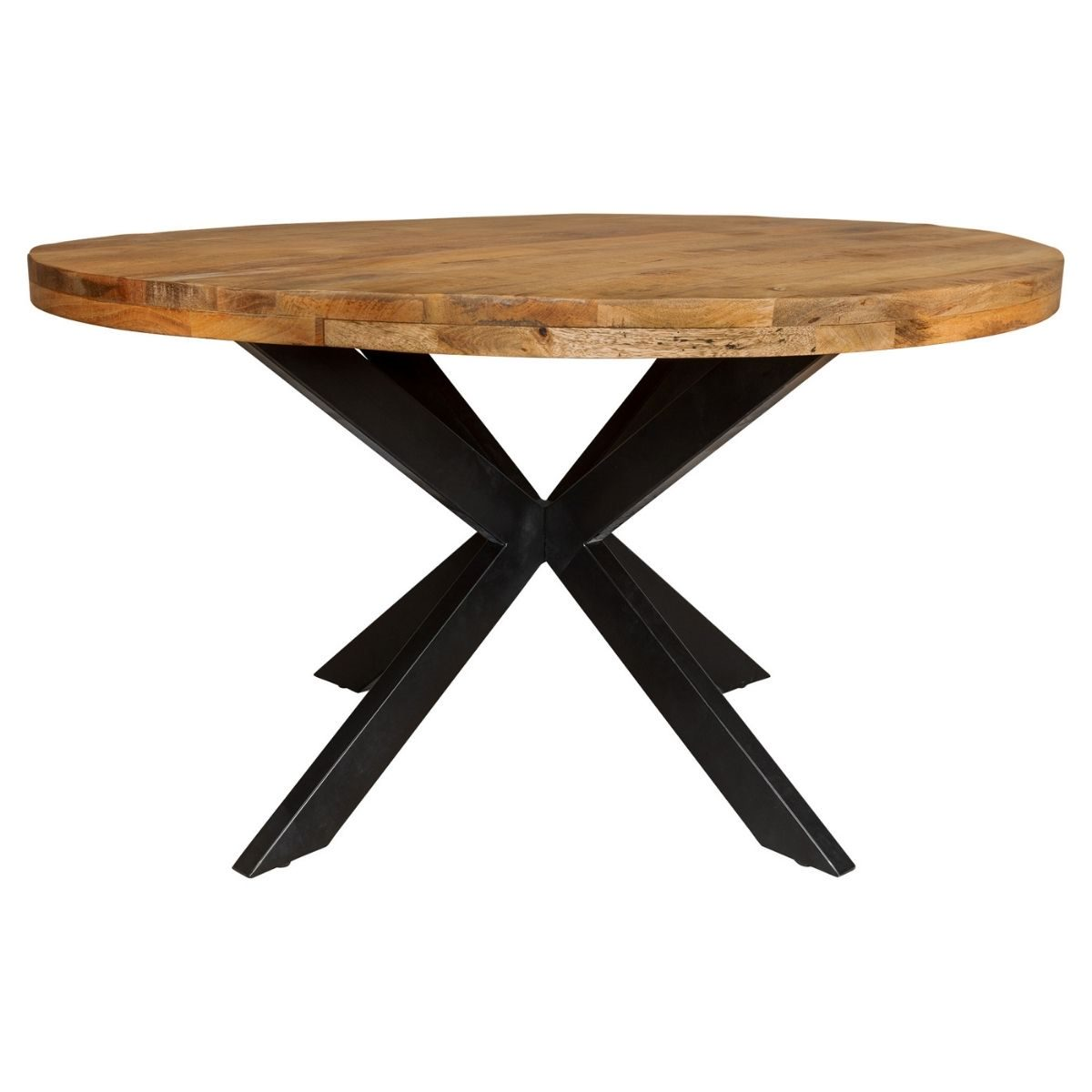 Ronde mangohouten eettafel Marcela met matrix onderstel - 4 formaten 130 cm