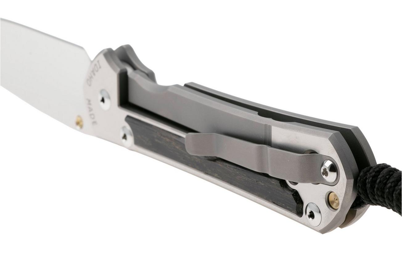 Chris Reeve Large Sebenza 31 L31-1620, Satin CPM MagnaCut, Polished Titanium, Bog Oak Inlay zakmes