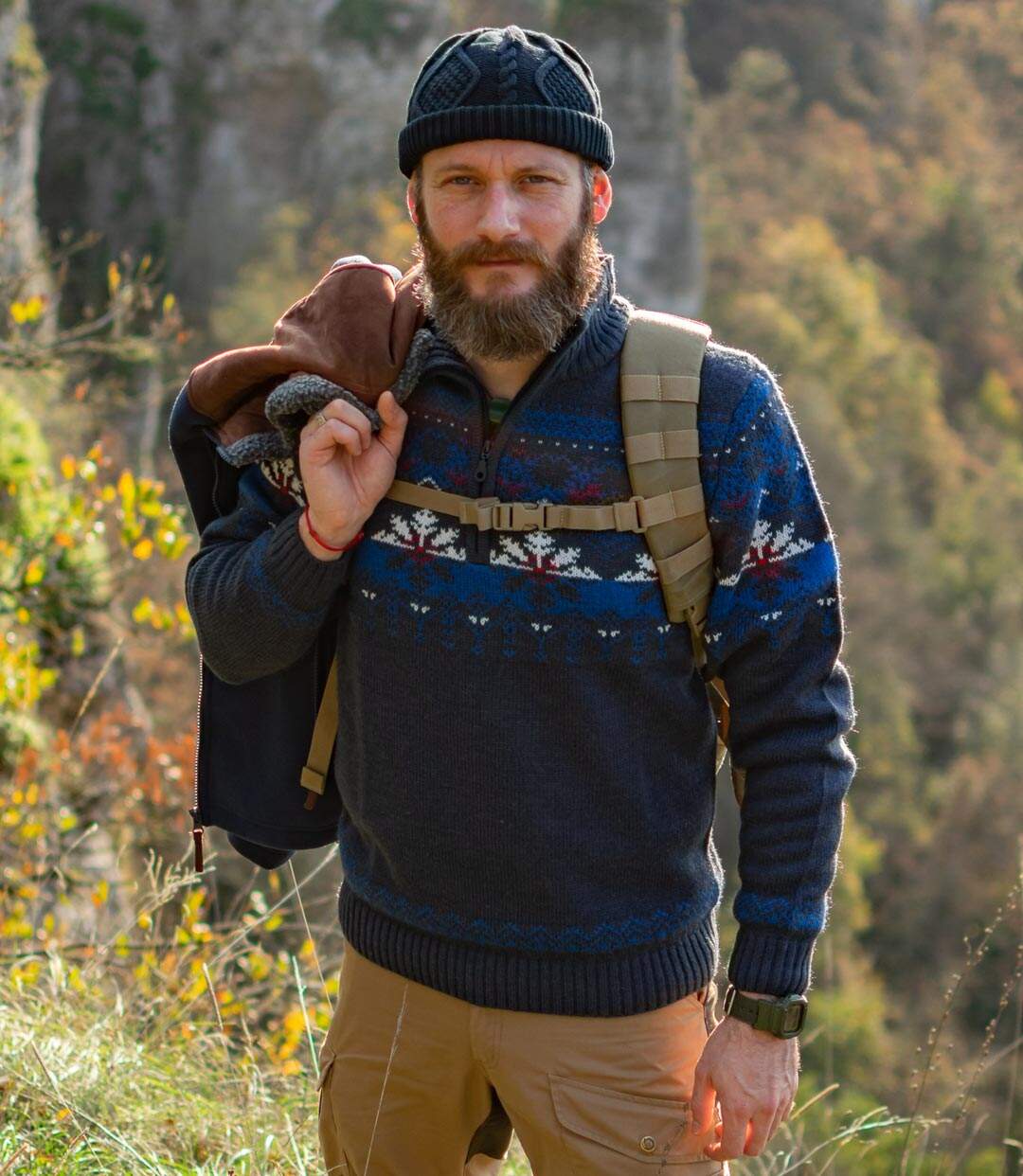 Pull Col Camionneur Tricot Jacquard