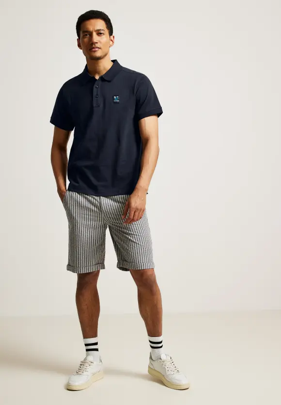 Poloshirt in Piqueé - deep navy blue