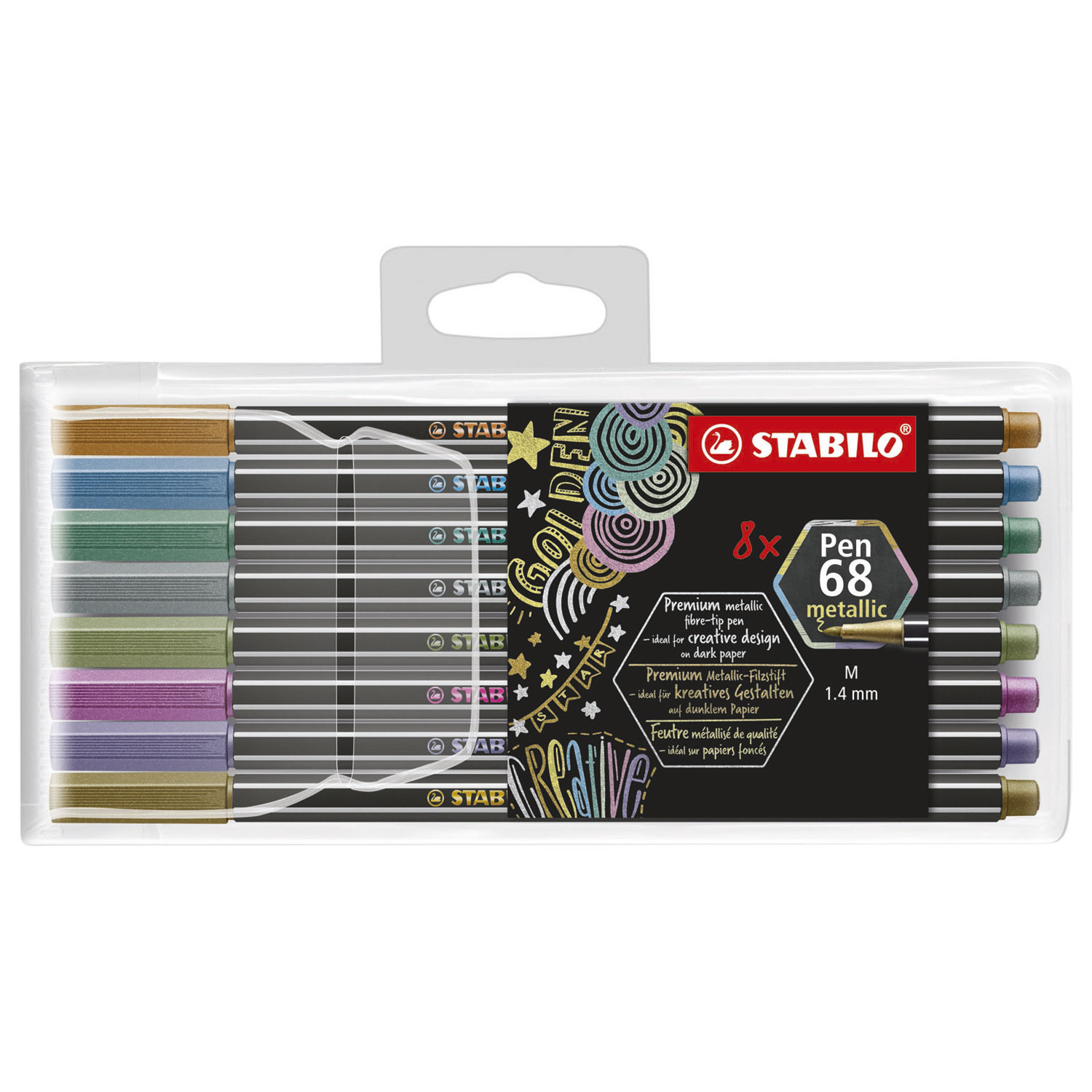 STABILO Pen 68 Metallic -Viltstift - Set Met 8 Stuks