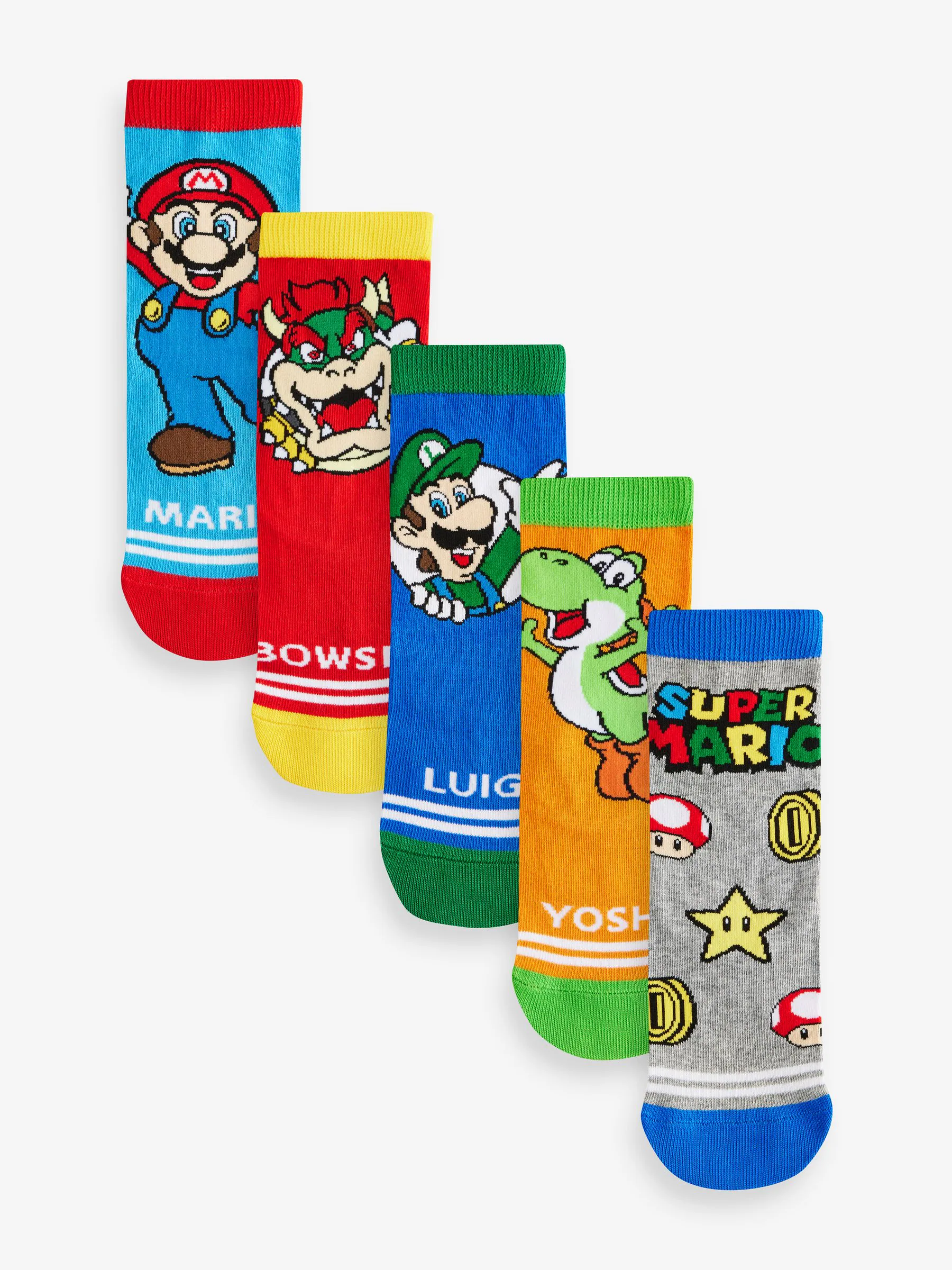 Super Mario - Verpakking van 5 paar Character sokken met hoog katoengehalte