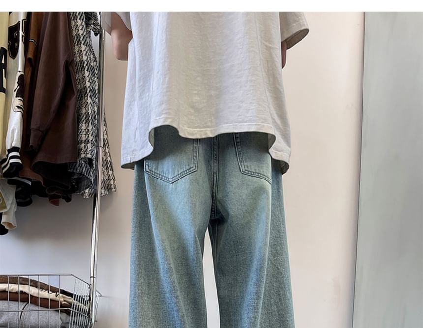 emeisa - Gewassen jeans met middelhoge taille en wijde pijpen