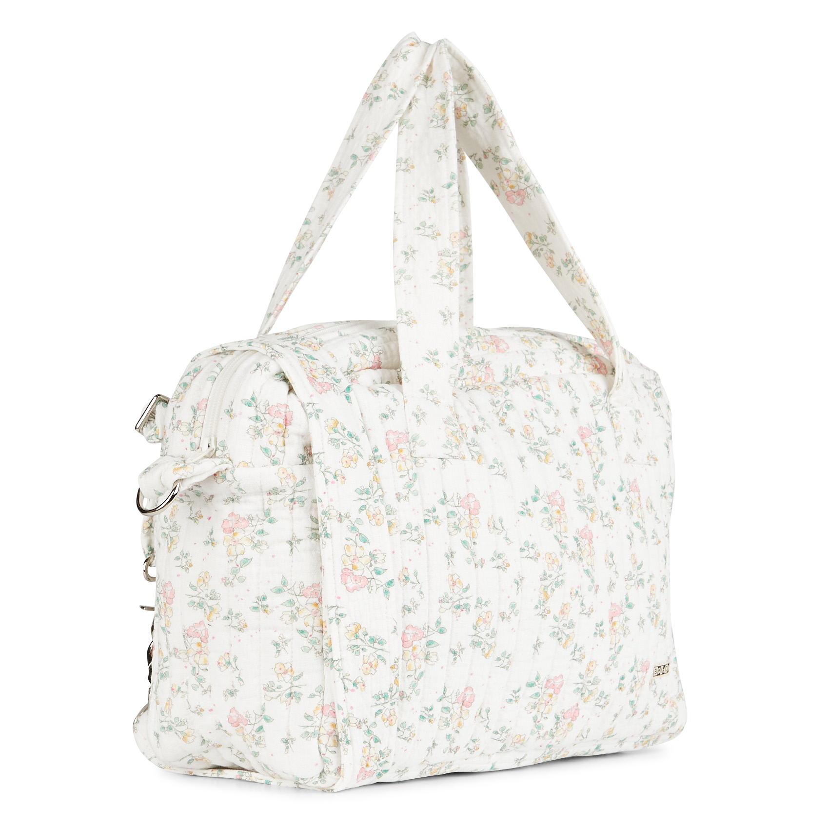 Cabas en coton à imprimé fleuri| Blanc