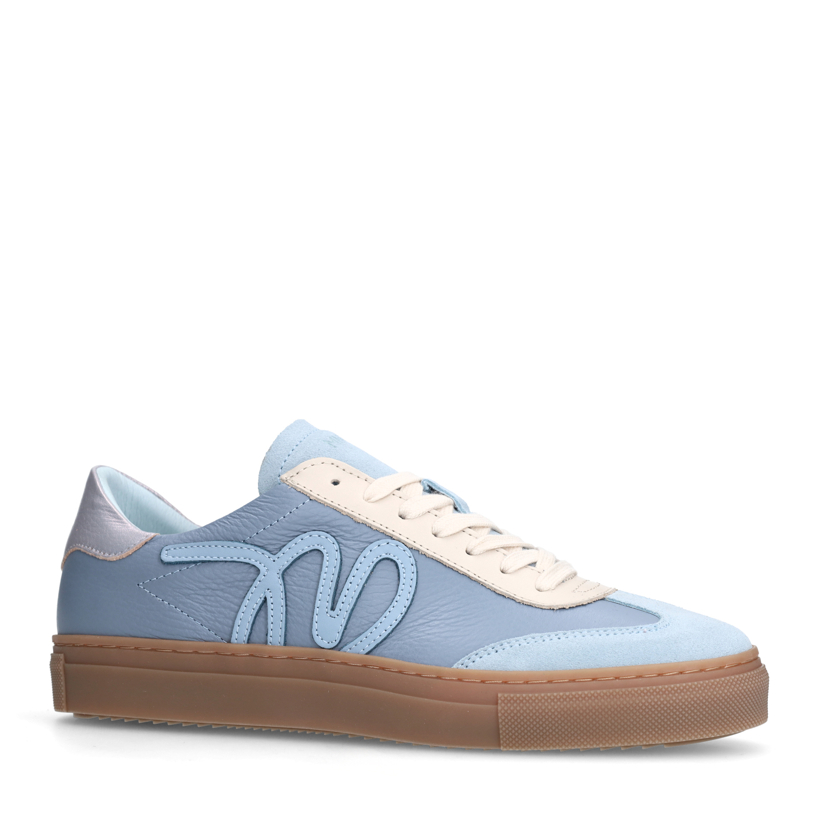 Blauwe leren sneakers