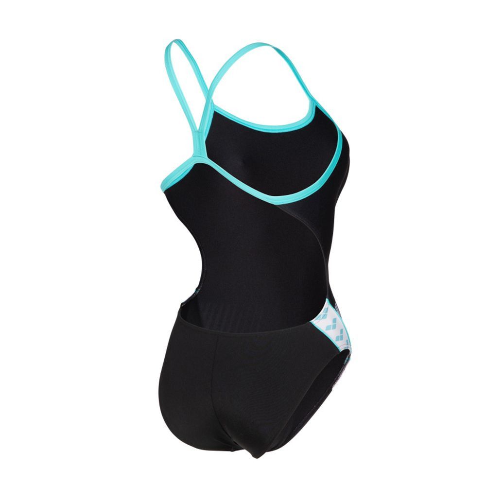 Arena ICONS CHALLENGE BACK LOGO - Maillot de bain 1 pièce Femme black/white/blue diamond