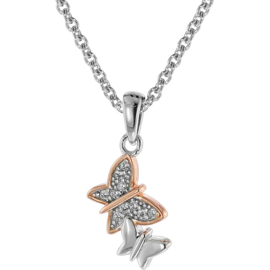 trendor Schmetterlinge Anhänger mit Mädchen-Halskette Silber 925 bicolor