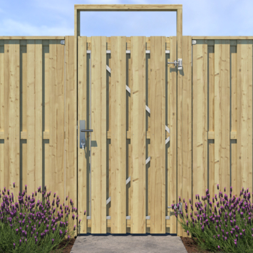 Tuinpoort pakket recht op metalen frame grenen hout 5,5 x 90 x 180 cm
