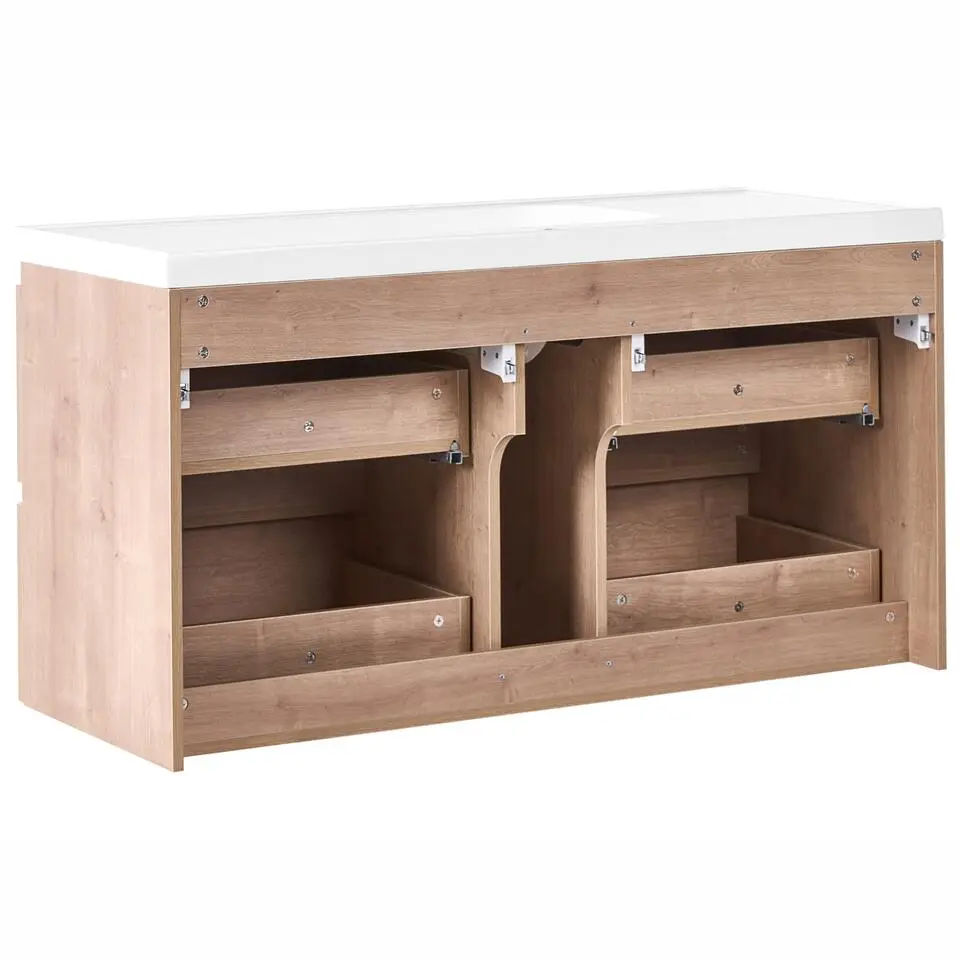 LAGOA - Wandgemonteerd meubel met wasbak - Lichtbruin - 120 cm - MDF