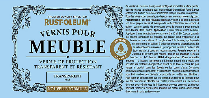 Vernis meubles acrylique effet poudré Rust-Oleum 125ml transparent