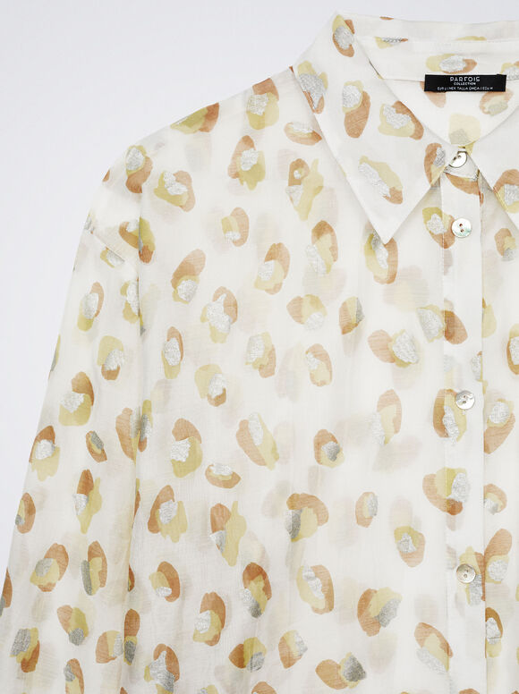 Camisa de liocel estampada - Branco-sujo