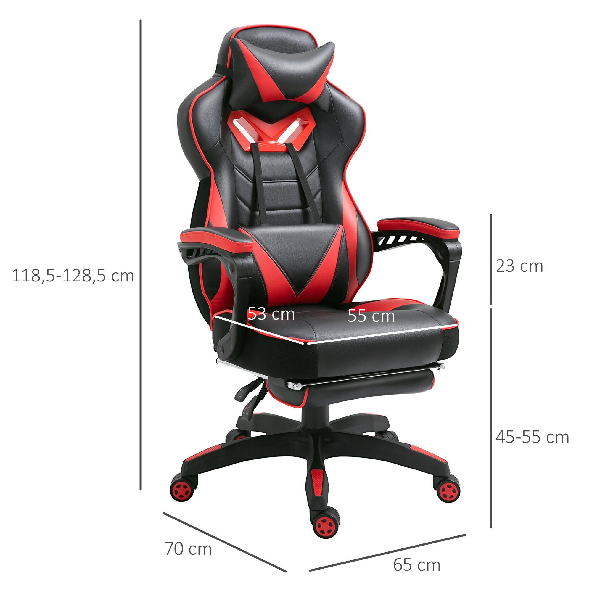 Vinsetto Gamingstuhl mit Liegefunktion 65 x 70 x 118,5-126,5 cm (BxTxH)