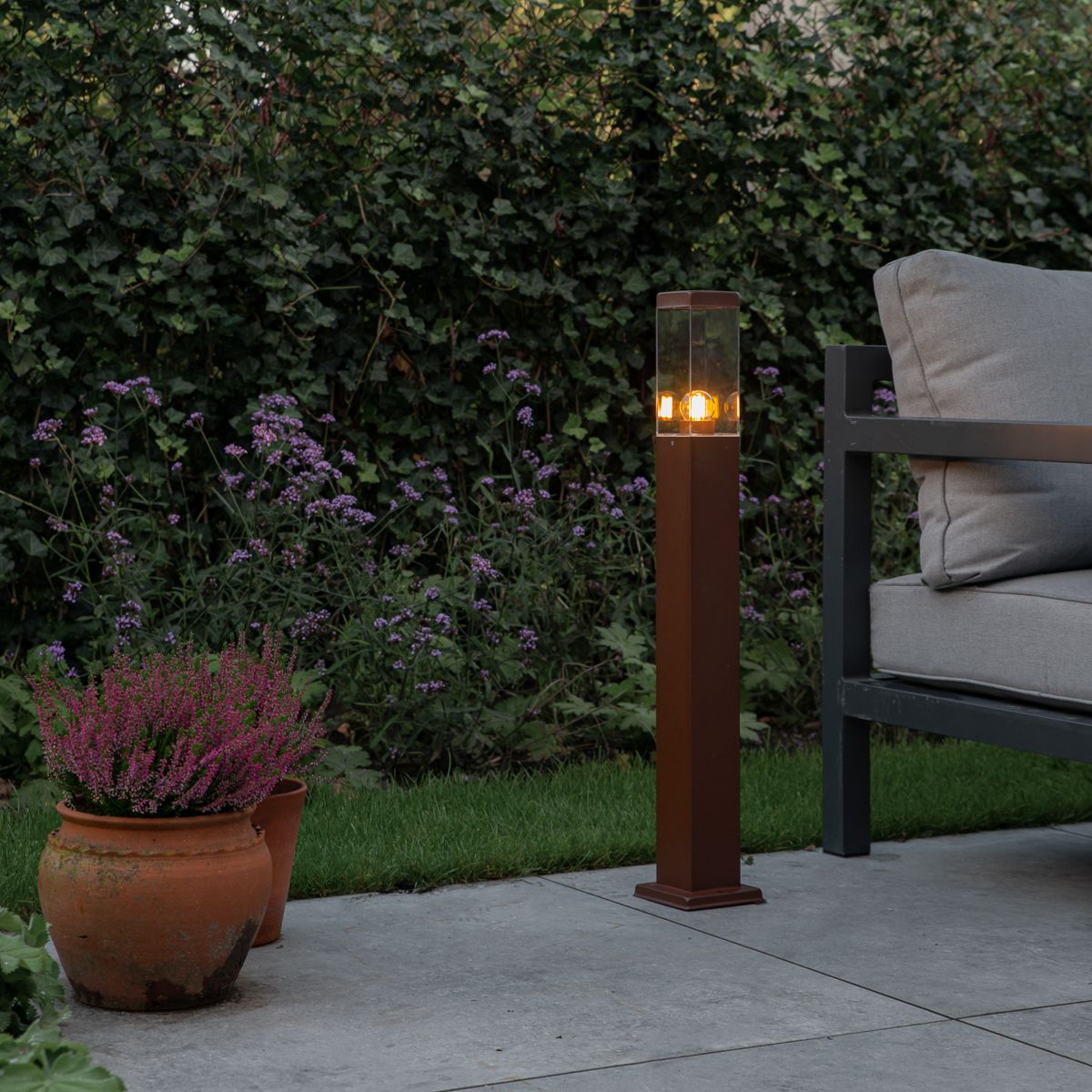 Moderne buitenlamp paal roestbruin 80 cm - Malios