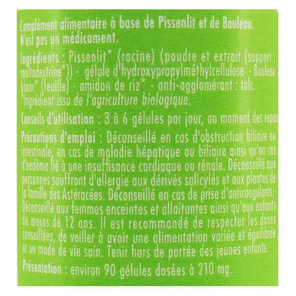 Superdiet Orgânico Dente-de-Leão e Bétula - 90 cápsulas