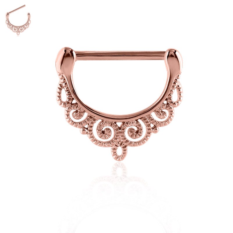 Piercing de téton plaqué or rose