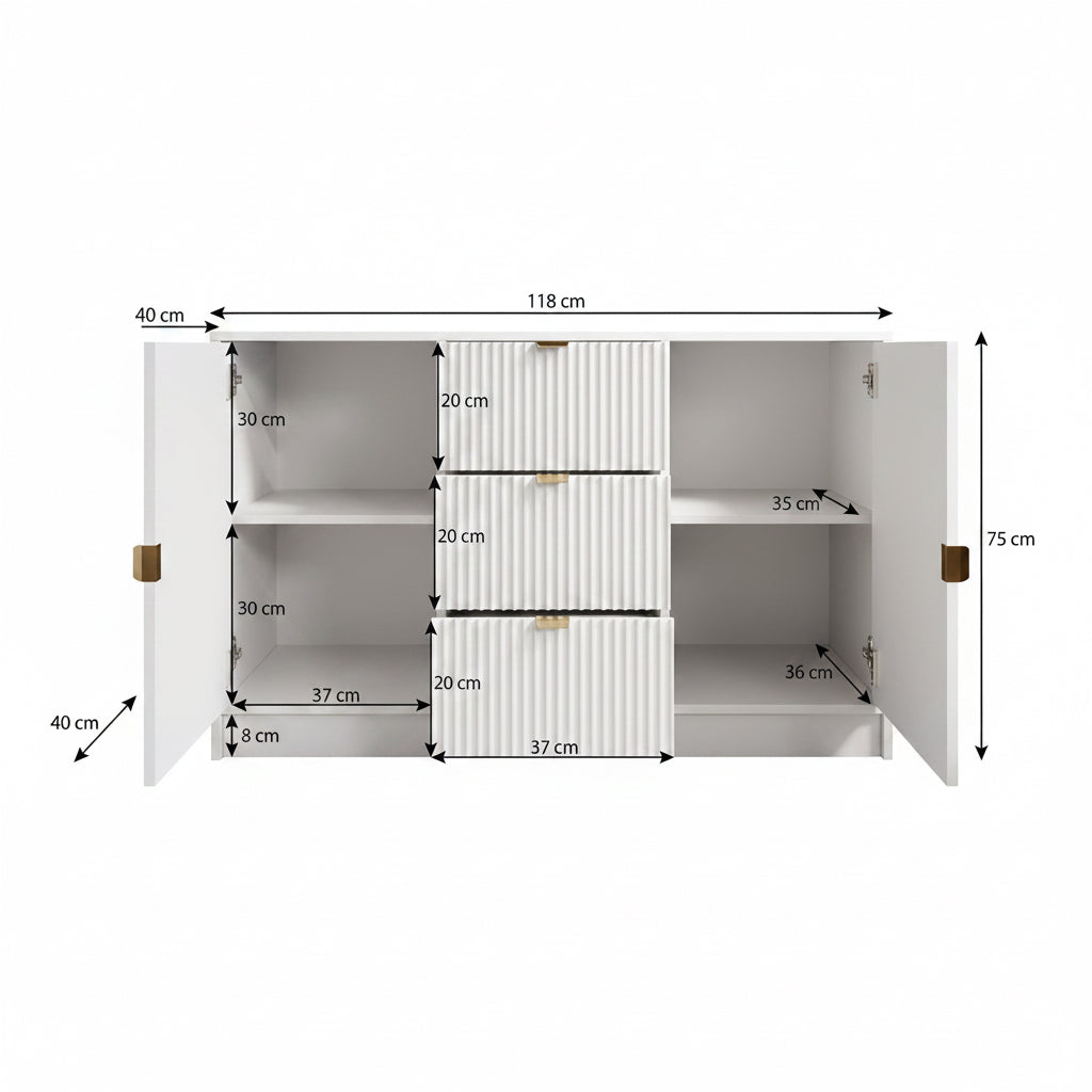 Tavares - Dressoir - Zwart - 118x40x75 cm