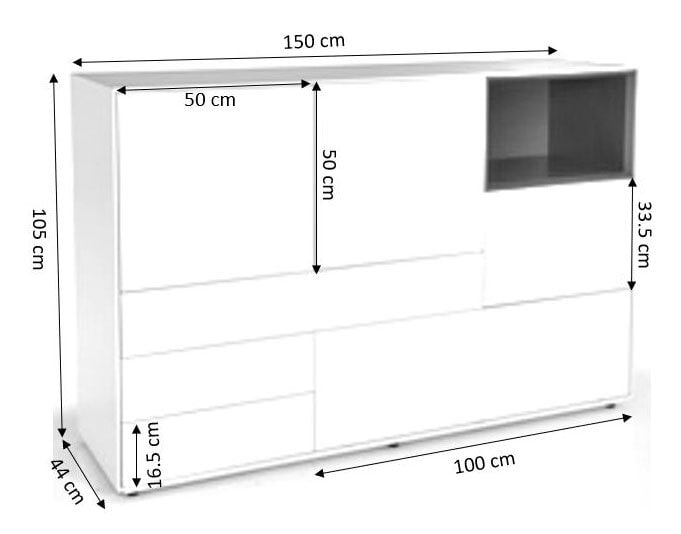 Highboard MAYA 150 x 105 cm Weiß matt