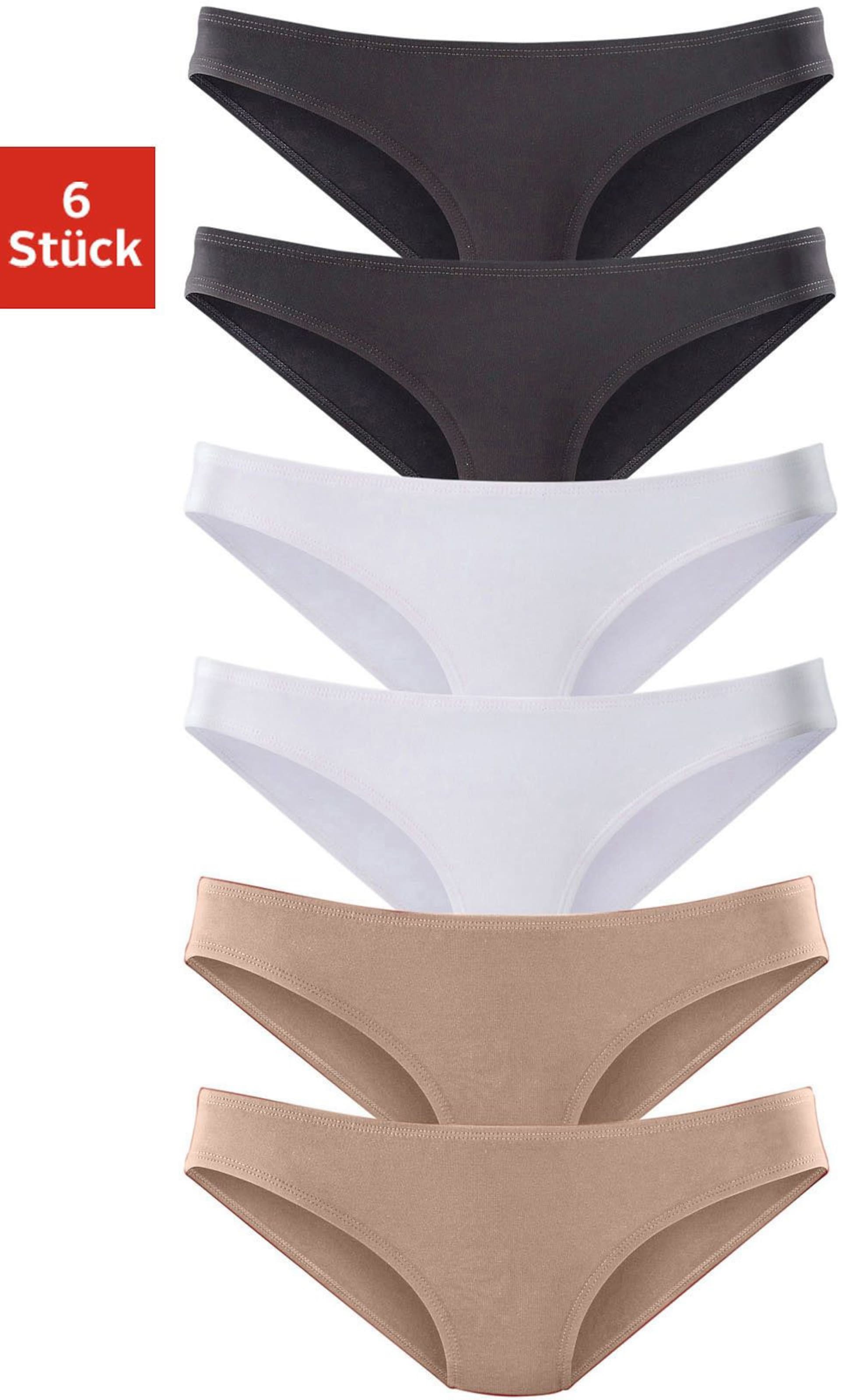 Bikinislip in beige, schwarz, weiß