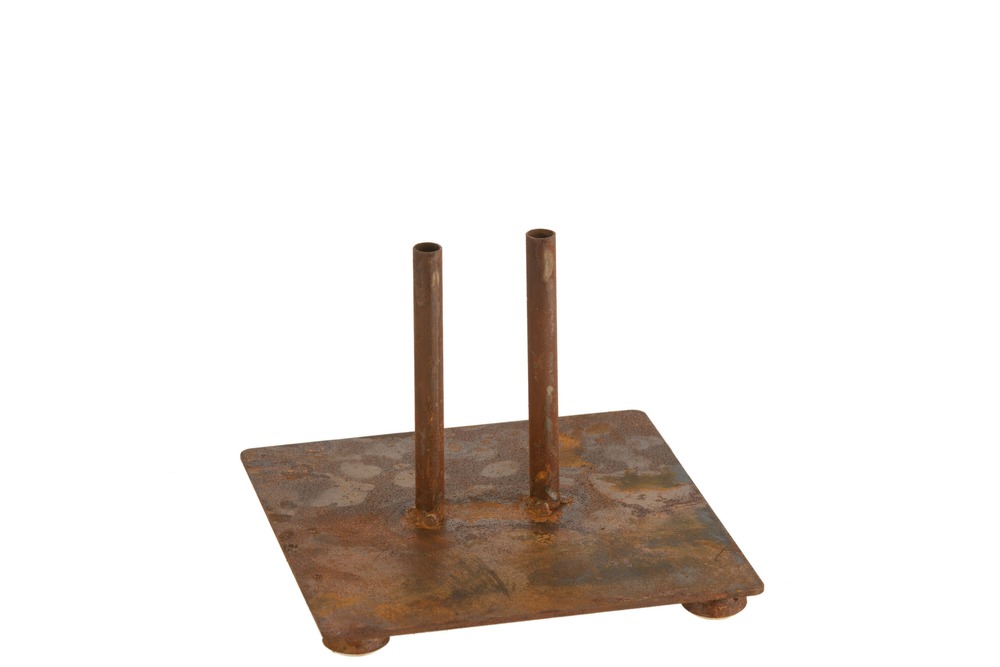 Pied pour 2 piques metal avec imitation rouille s