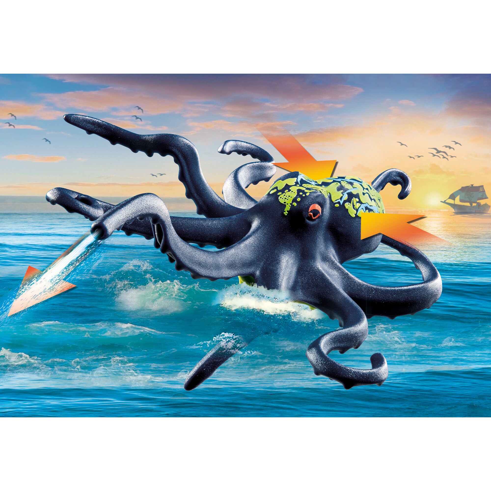 PLAYMOBIL Konstruktionsspielzeug Pirates Kampf gegen den Riesenoktopus