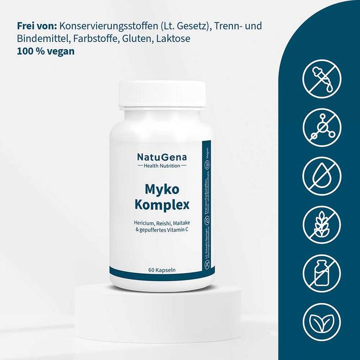 Myko-Komplex Reishi + Maitake + Vitamin C Kapseln, 60 St