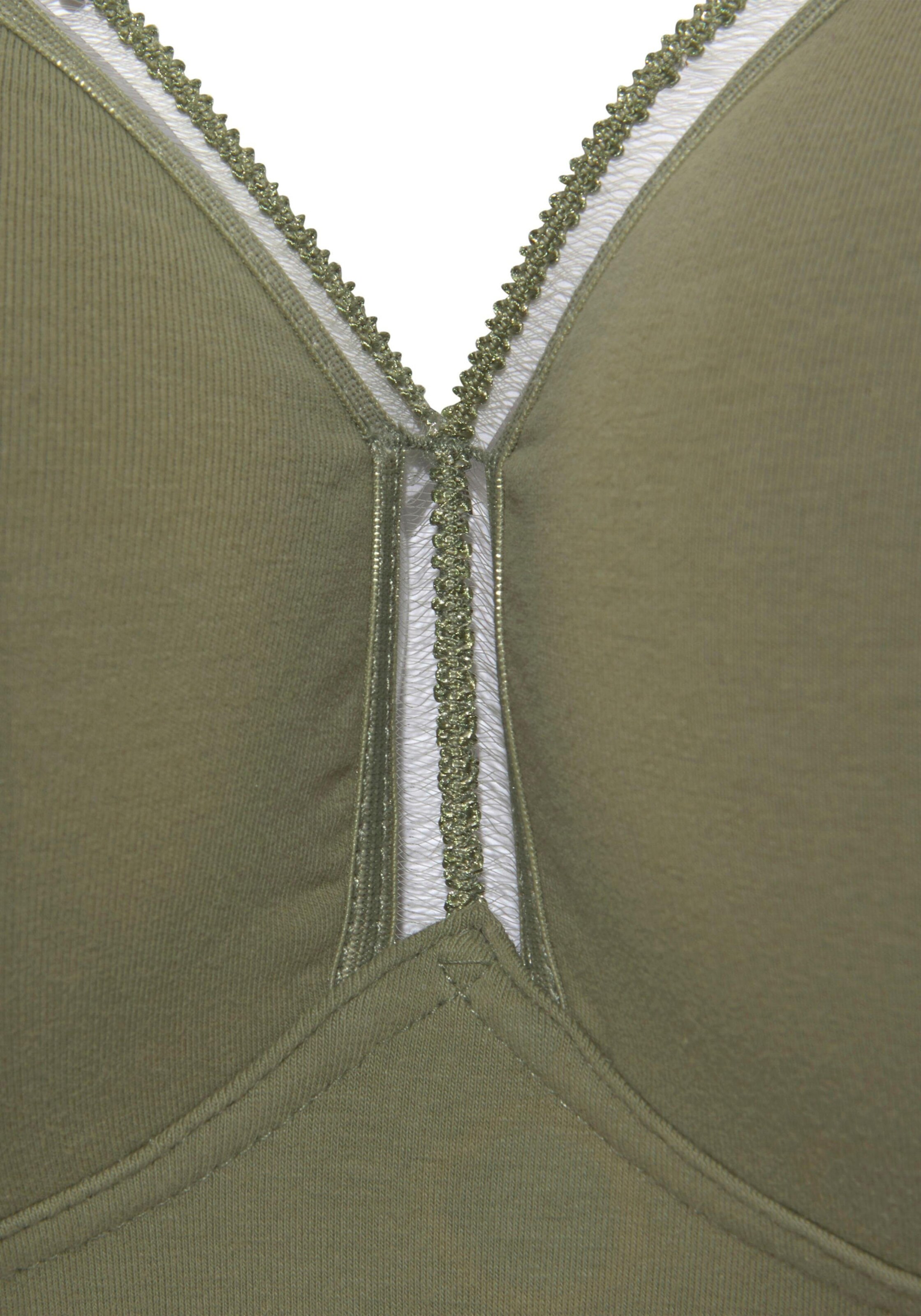 petite fleur T-Shirt-BH in khaki+weiß