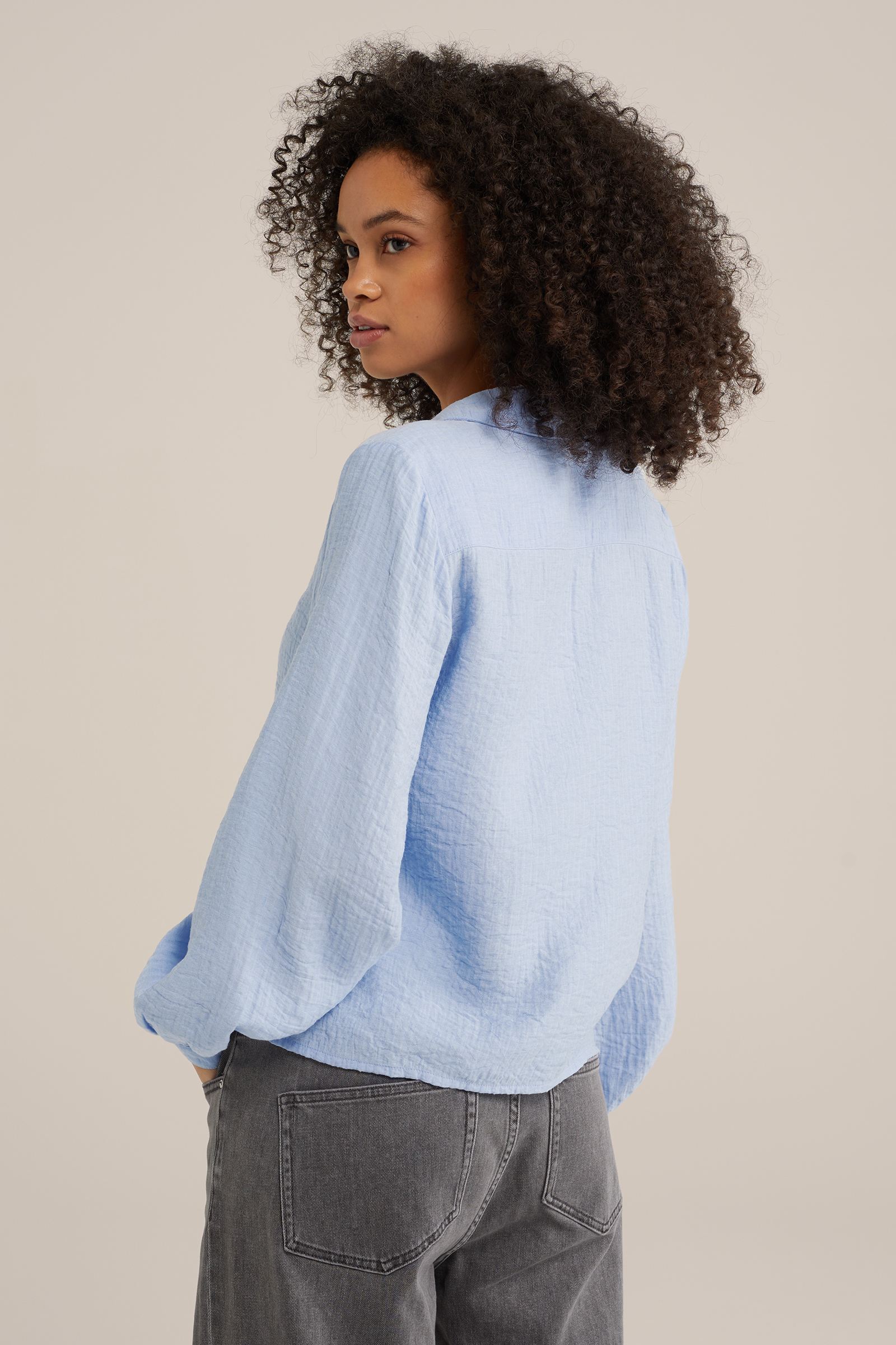 blouse met structuur WE Fashion IJsblauw